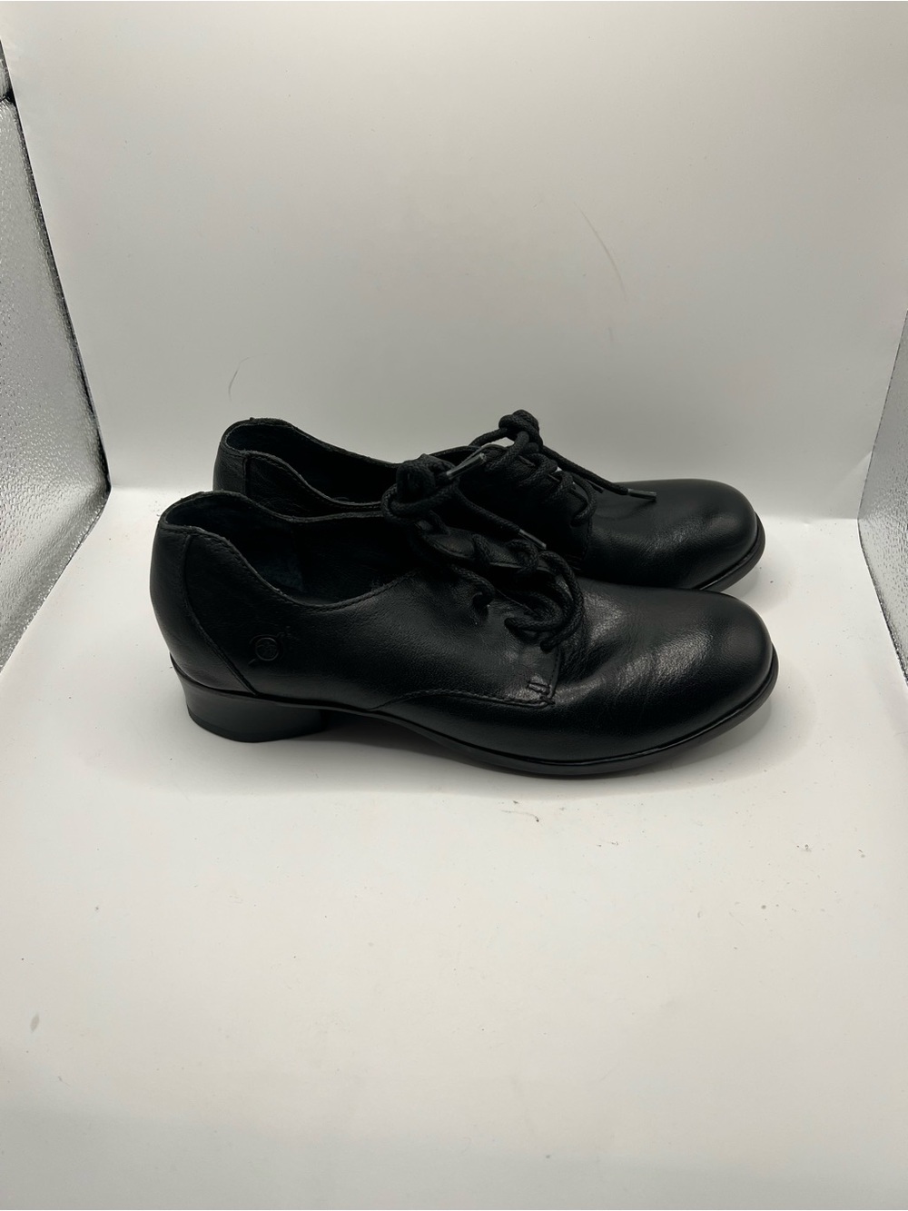 Born Black Leather Lace-Up Moccasins
